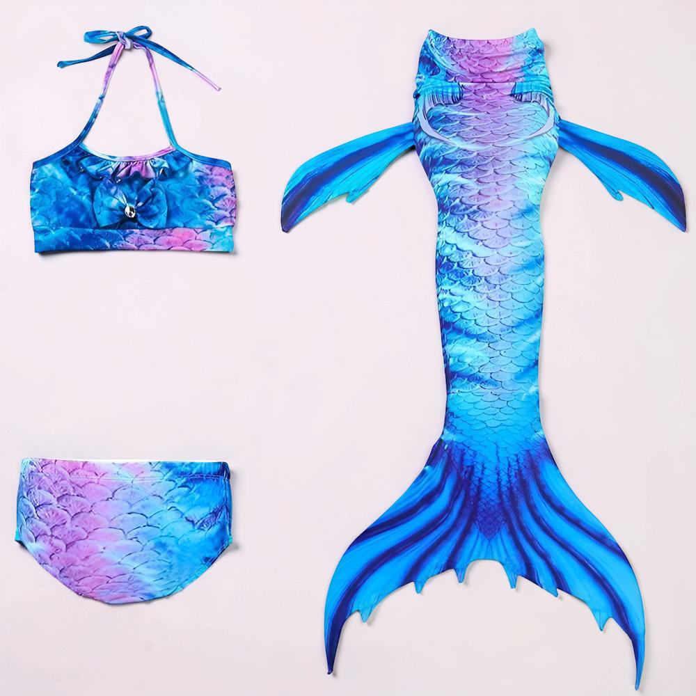 Maillot de bain sirène enfant costume de bain trois pièces fille
