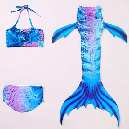 Maillot de bain sirène enfant costume de bain trois pièces fille