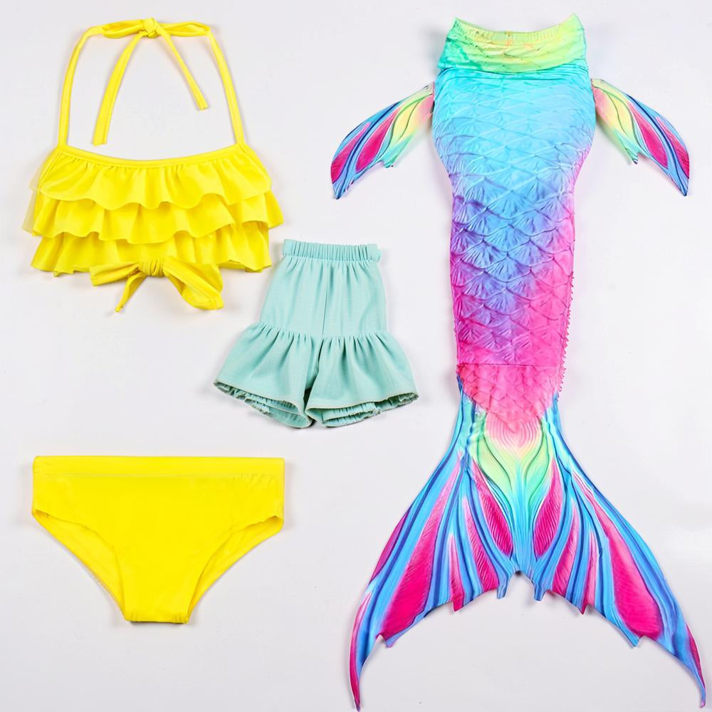 Maillot de bain sirène enfant costume de bain trois pièces fille