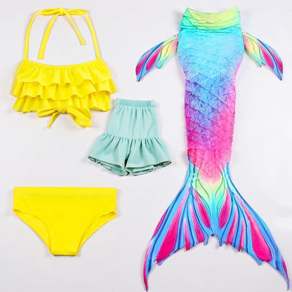 Maillot de bain sirène enfant costume de bain trois pièces fille