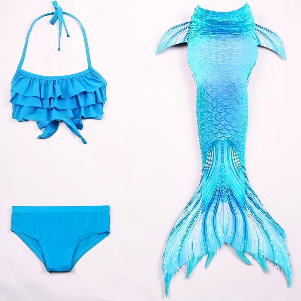Maillot de bain sirène enfant costume de bain trois pièces fille