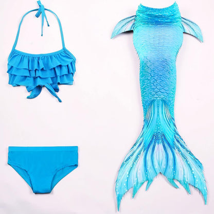 Maillot de bain sirène enfant costume de bain trois pièces fille