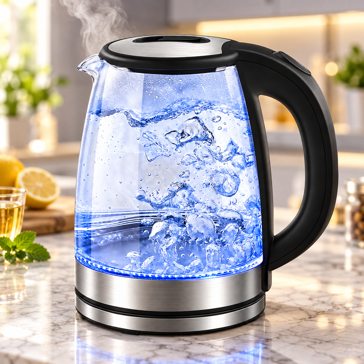 Glas Wasserkocher Schnellkochend Sicherheitsabschaltung