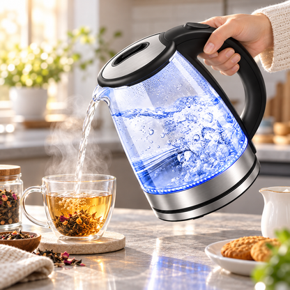 Glas Wasserkocher Schnellkochend Sicherheitsabschaltung