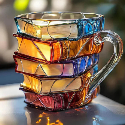 Glas Kaffeetasse 3D Buchdesign Handgefertigte Teetasse Geschenkidee
