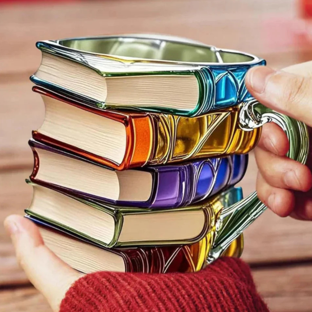 Glas Kaffeetasse 3D Buchdesign Handgefertigte Teetasse Geschenkidee