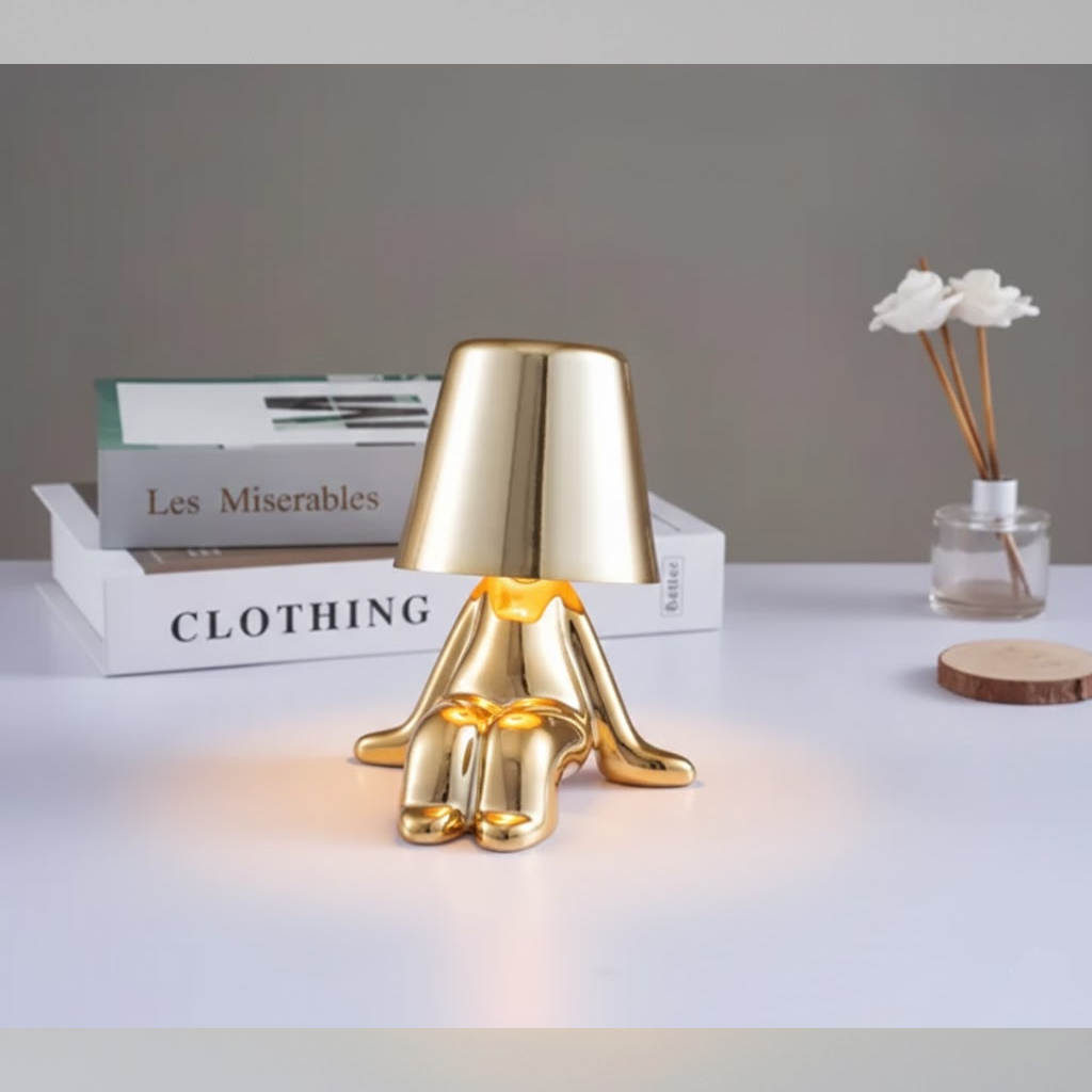 Gold Table Lamp Modern Design Figure LED Light