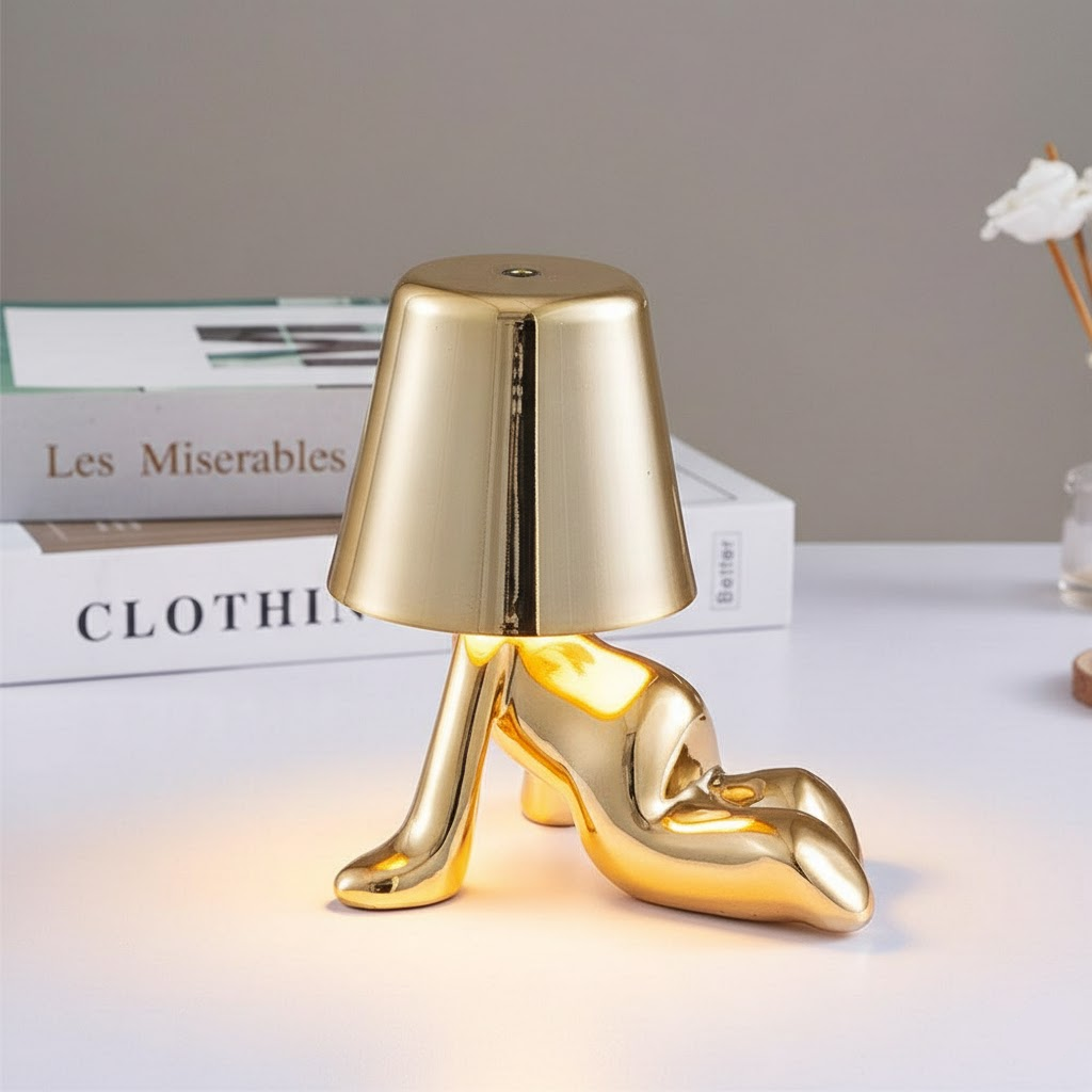 Gold Table Lamp Modern Design Figure LED Light