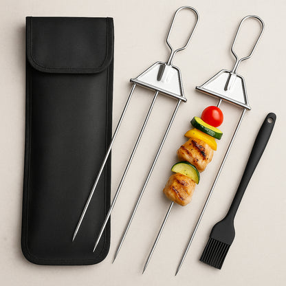 Grillspieße Edelstahl Dreifach BBQ Set