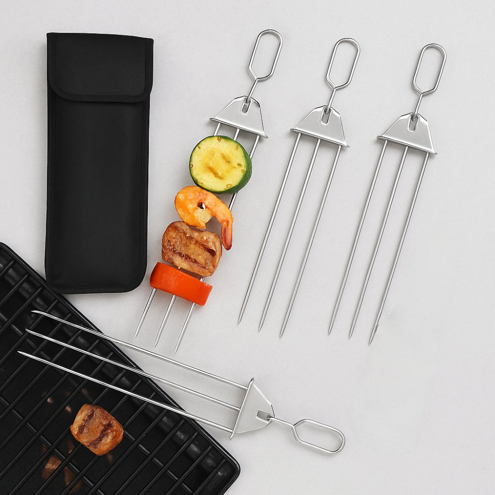 Grillspieße Edelstahl Dreifach BBQ Set