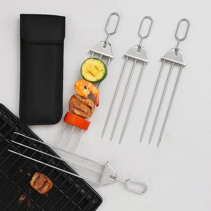 Grillspieße Edelstahl Dreifach BBQ Set