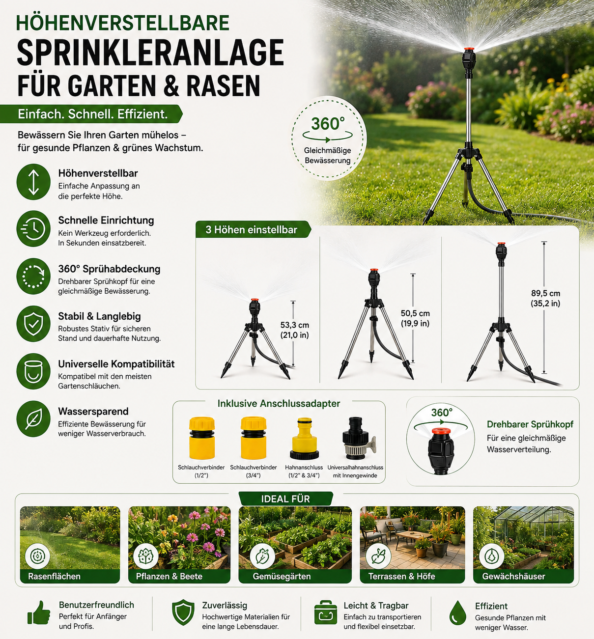 Höhenverstellbare Sprinkleranlage Rasenbewässerung
