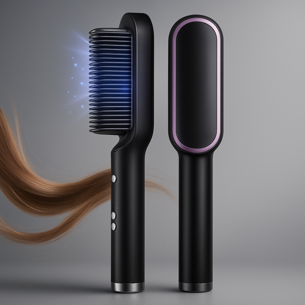 Haarglätter Bürste Schwarz Ionen Styling