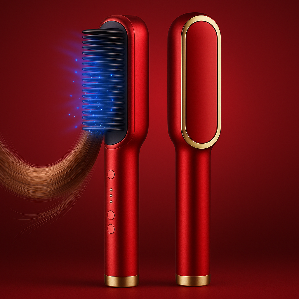 Haarglätter Bürste Schwarz Ionen Styling