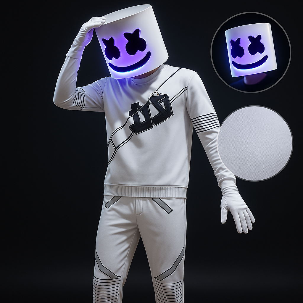 Kostüm DJ Polyester LED Helm Set