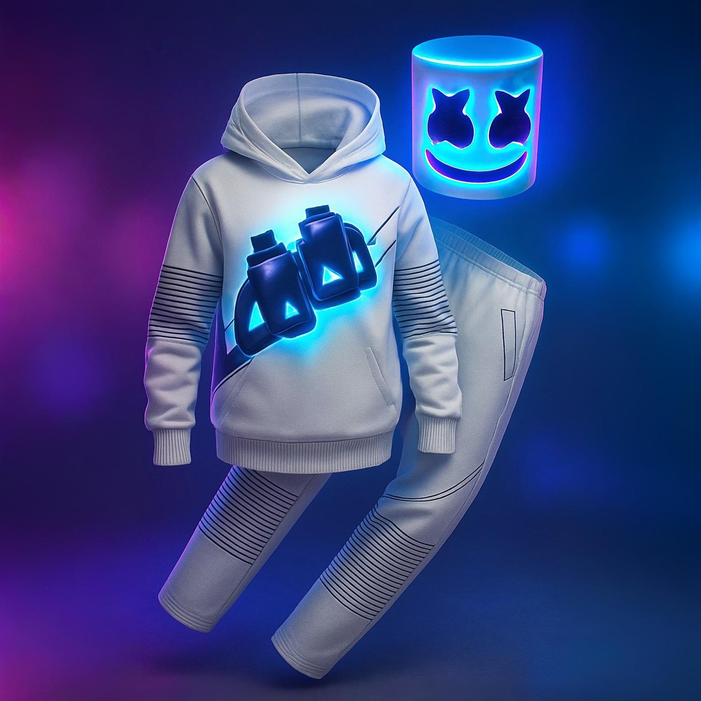 Kostüm DJ Polyester LED Helm Set