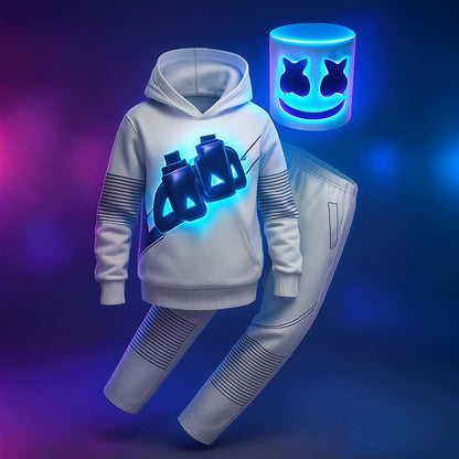 Kostüm DJ Polyester LED Helm Set