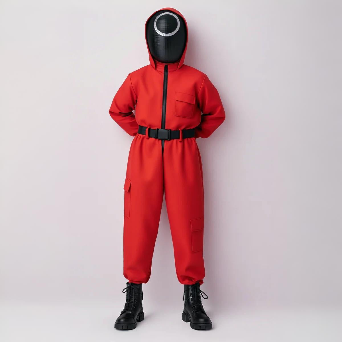 Halloween Costume Kids Red Overall with Mask