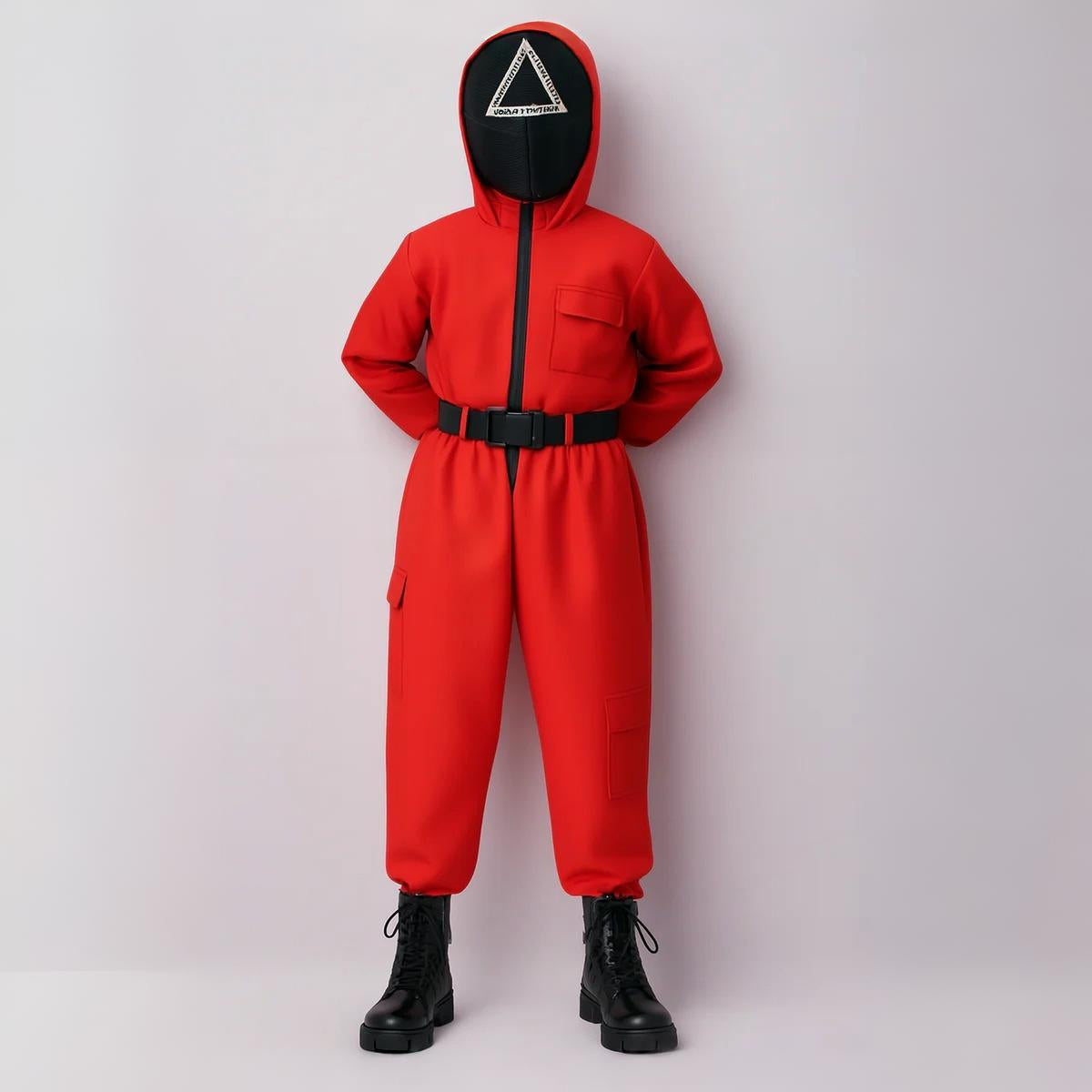 Halloween Costume Kids Red Overall with Mask
