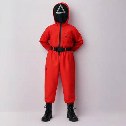 Halloween Costume Kids Red Overall with Mask