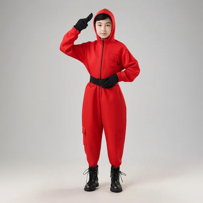 Halloween Costume Kids Red Overall with Mask