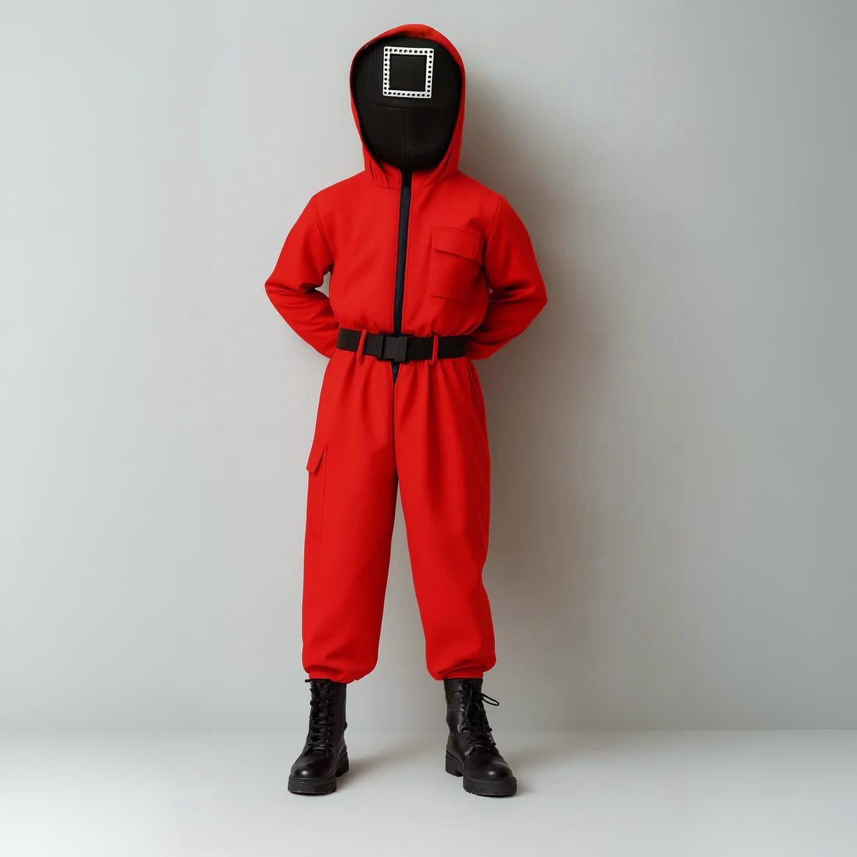 Halloween Costume Kids Red Overall with Mask