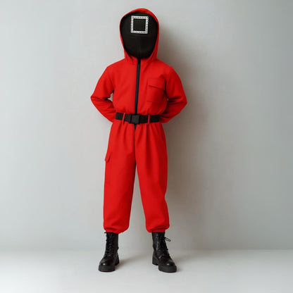 Halloween Costume Kids Red Overall with Mask