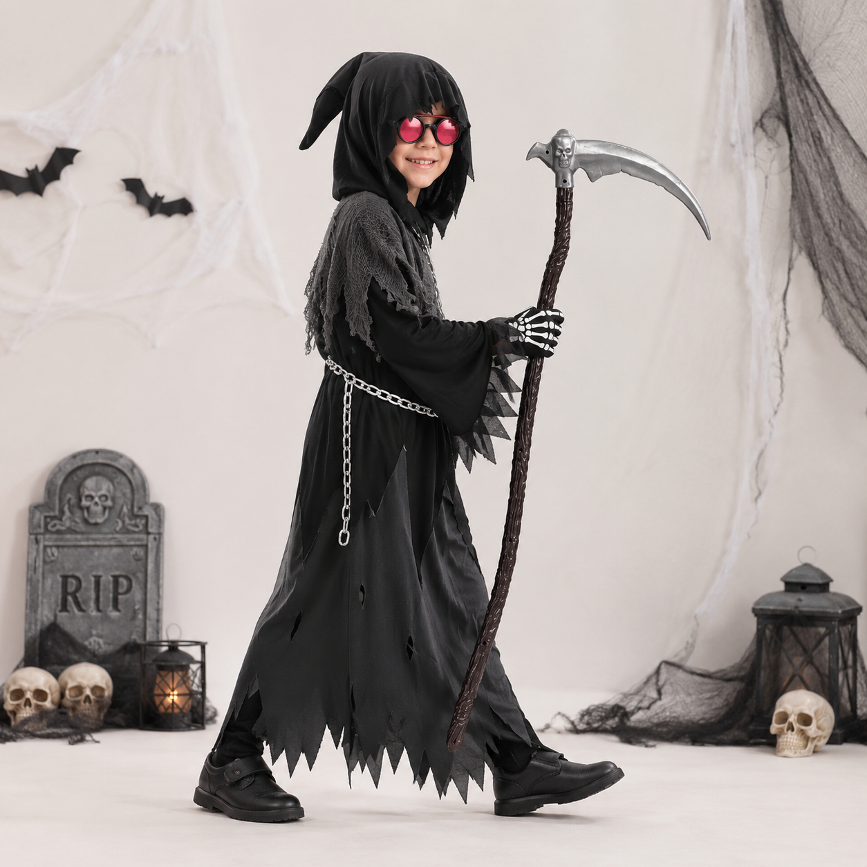 Halloween Costume Kids Grim Reaper Cloak Set