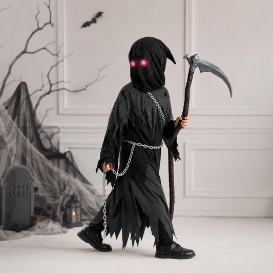 Déguisement Halloween enfant costume de la Faucheuse avec cape