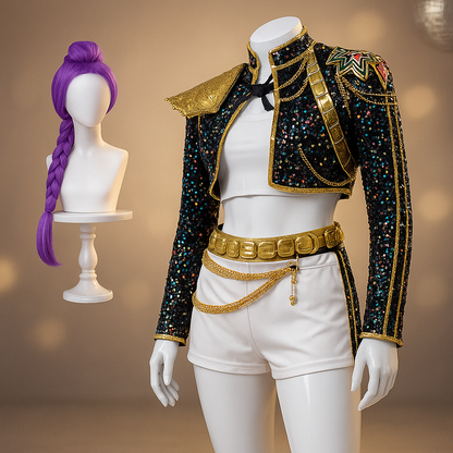 Costume Halloween bambina giacca glitter e pantaloncini