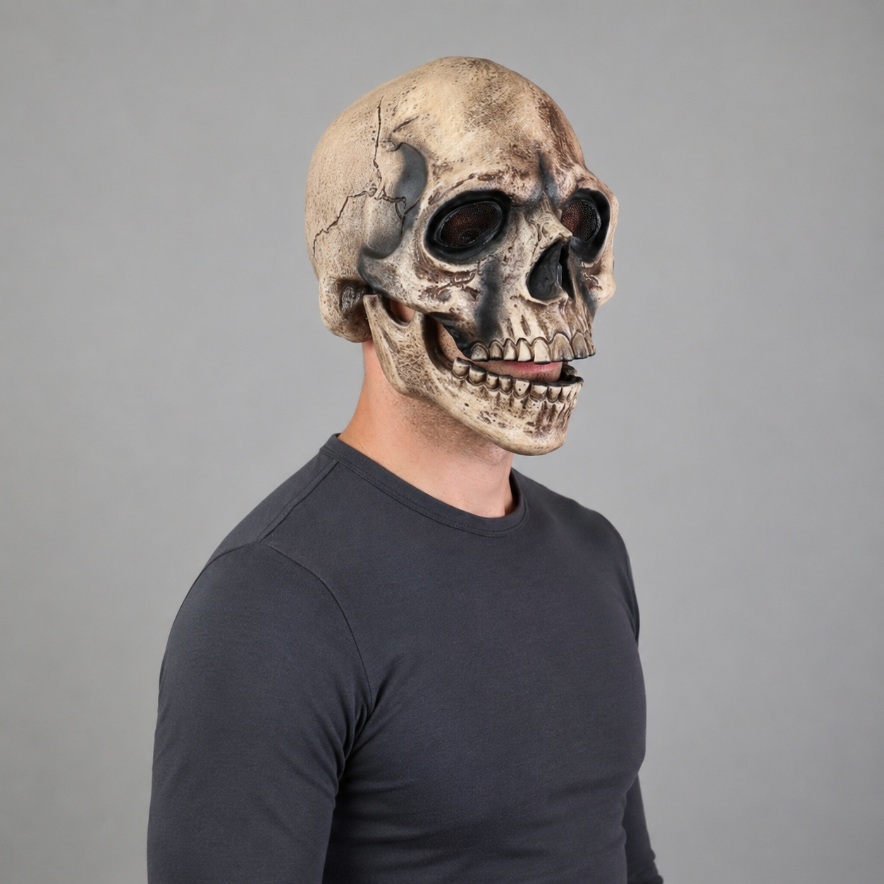 Disfraz de Halloween Máscara de calavera Máscara de cabeza completa Mandíbula móvil