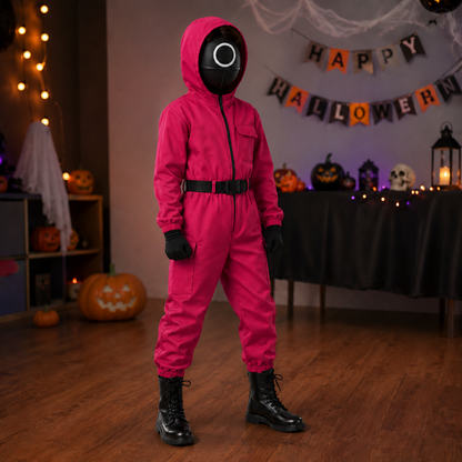 Halloween Kostüm Wächter Overall Maske Handschuhe Set