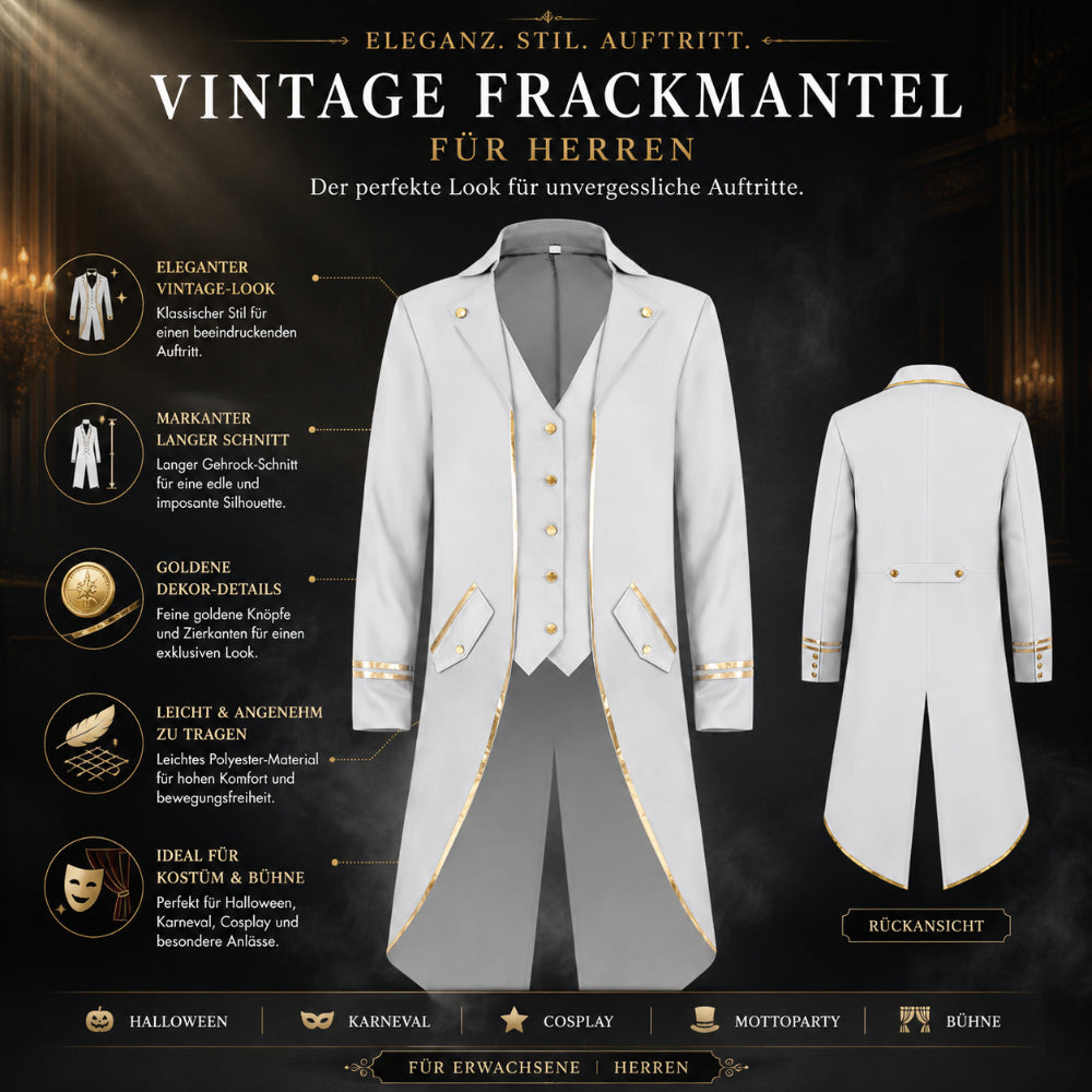 Halloween Costumes Men Tailcoat Long Vintage Frock Coat