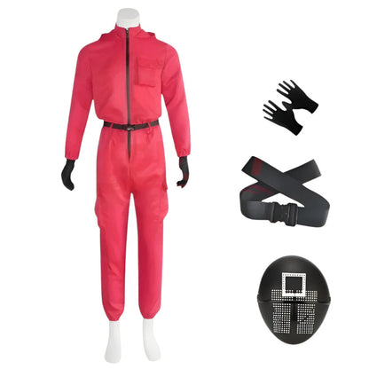 Roter Overall mit Maske Unisex Halloween Cosplay Kostüm