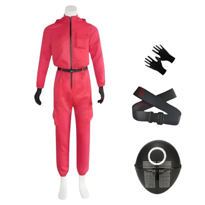 Roter Overall mit Maske Unisex Halloween Cosplay Kostüm
