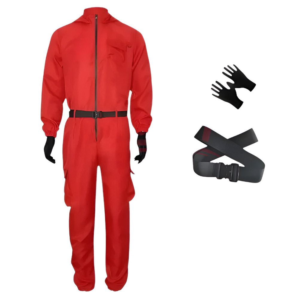 Roter Overall mit Maske Unisex Halloween Cosplay Kostüm
