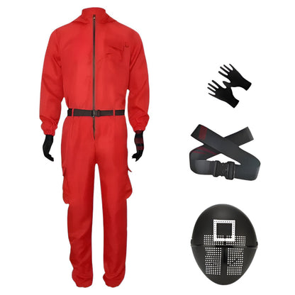 Roter Overall mit Maske Unisex Halloween Cosplay Kostüm