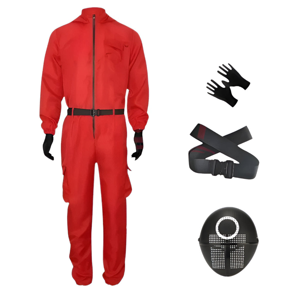 Roter Overall mit Maske Unisex Halloween Cosplay Kostüm