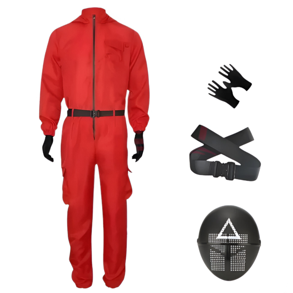 Roter Overall mit Maske Unisex Halloween Cosplay Kostüm