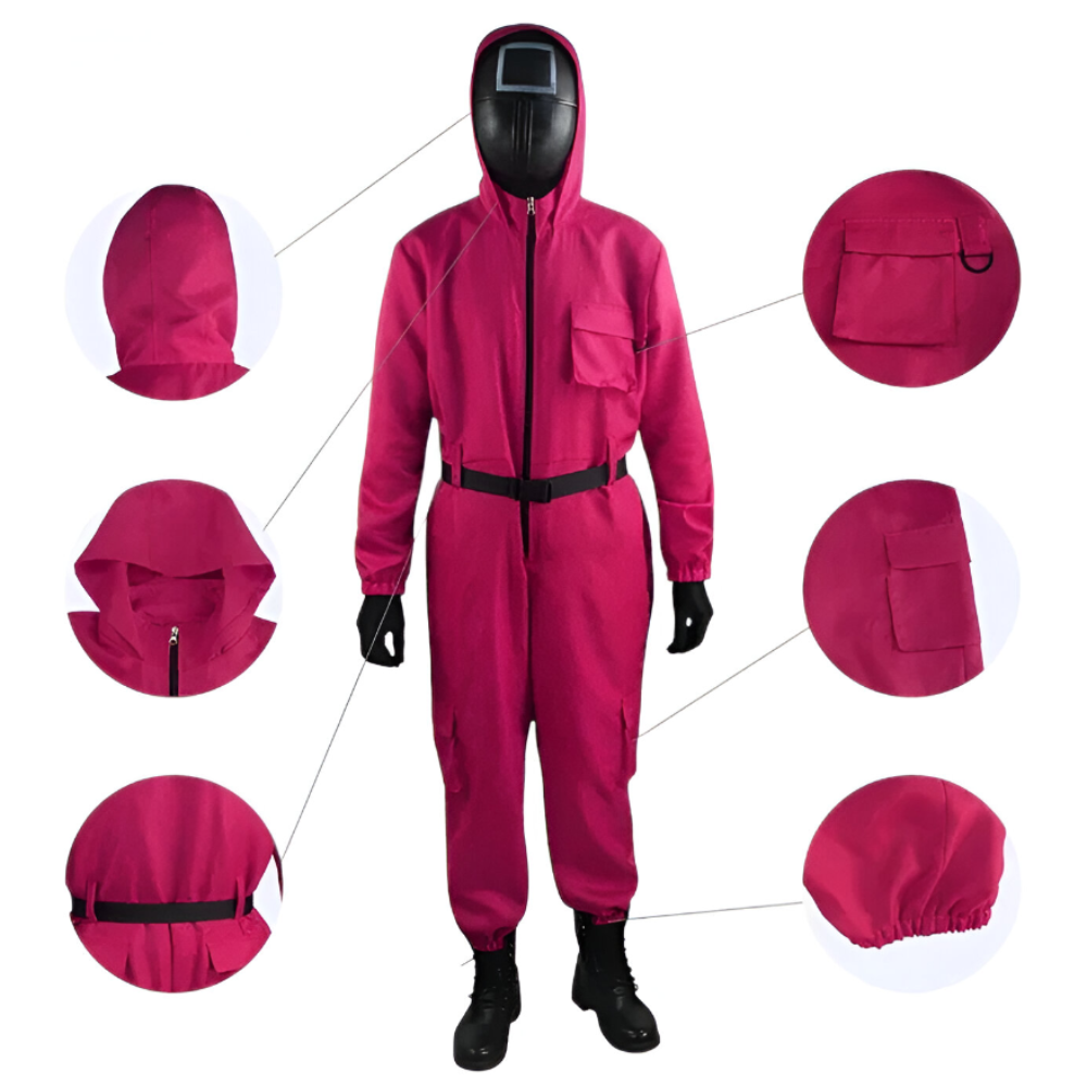 Roter Overall mit Maske Unisex Halloween Cosplay Kostüm