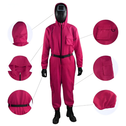 Roter Overall mit Maske Unisex Halloween Cosplay Kostüm