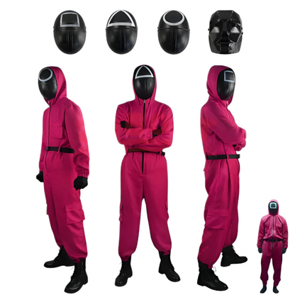 Roter Overall mit Maske Unisex Halloween Cosplay Kostüm