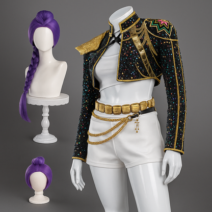 Glitzer Kostüm Damen Schwarz Gold