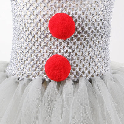 Costume clown enfant robe avec jupe en tulle déguisement Halloween fille