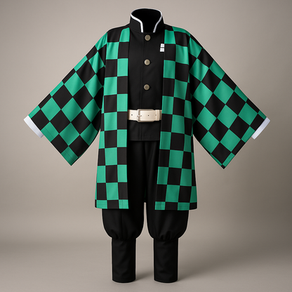 Costume Halloween enfant Kimono noir et vert
