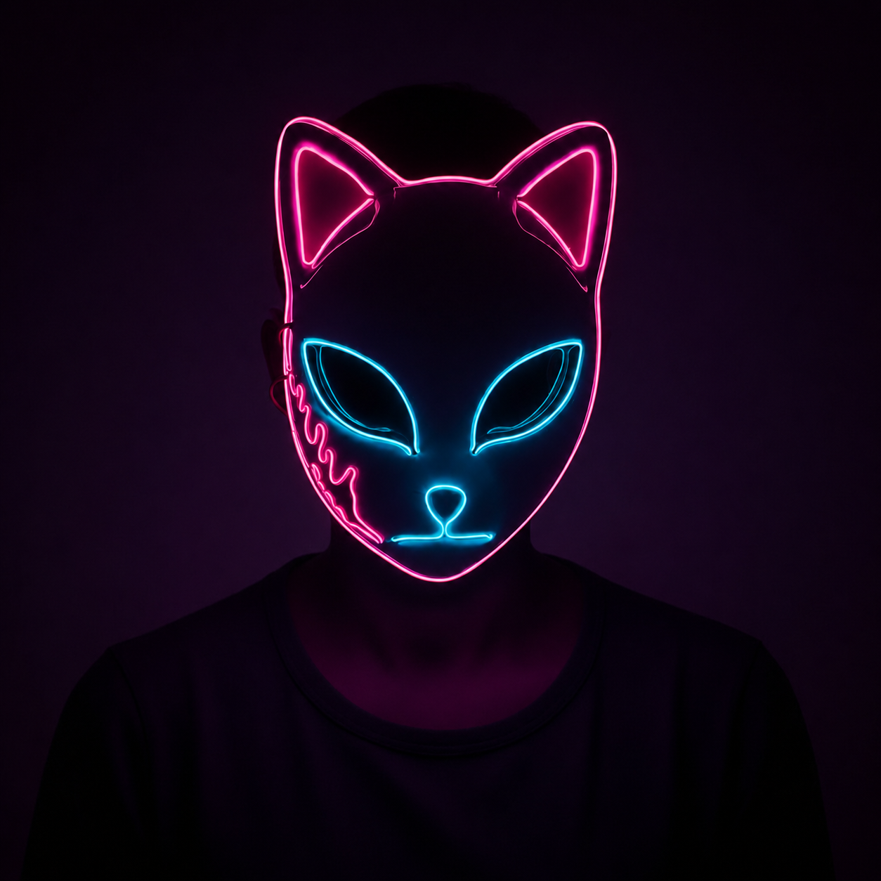 Halloween Mask LED Cat Mask Glowing PVC Cosplay