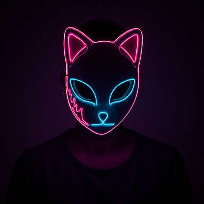 Halloween Mask LED Cat Mask Glowing PVC Cosplay