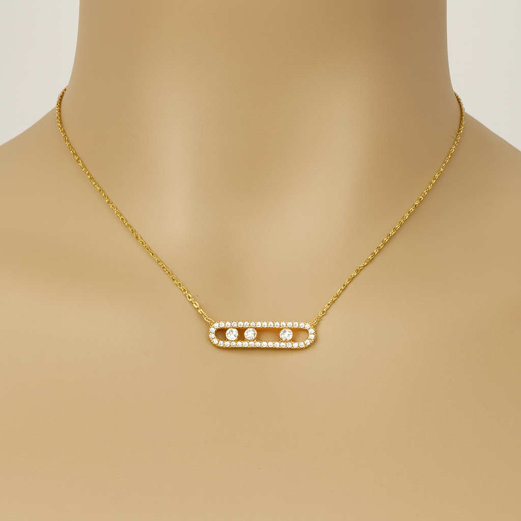 Halskette Edelstahl Minimalistisch Zirkonia Anhänger Schmuck