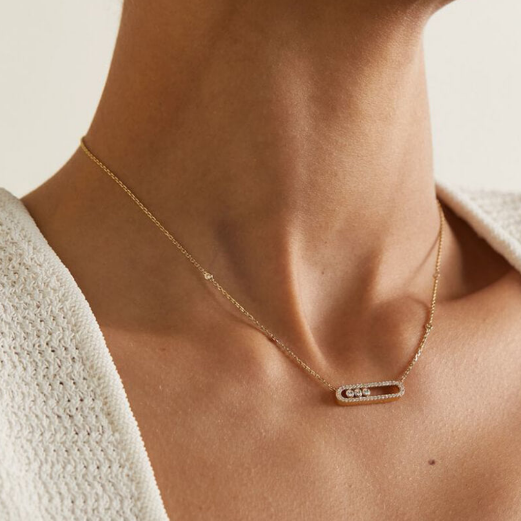 Halskette Edelstahl Minimalistisch Zirkonia Anhänger Schmuck