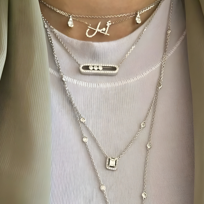 Halskette Edelstahl Minimalistisch Zirkonia Anhänger Schmuck